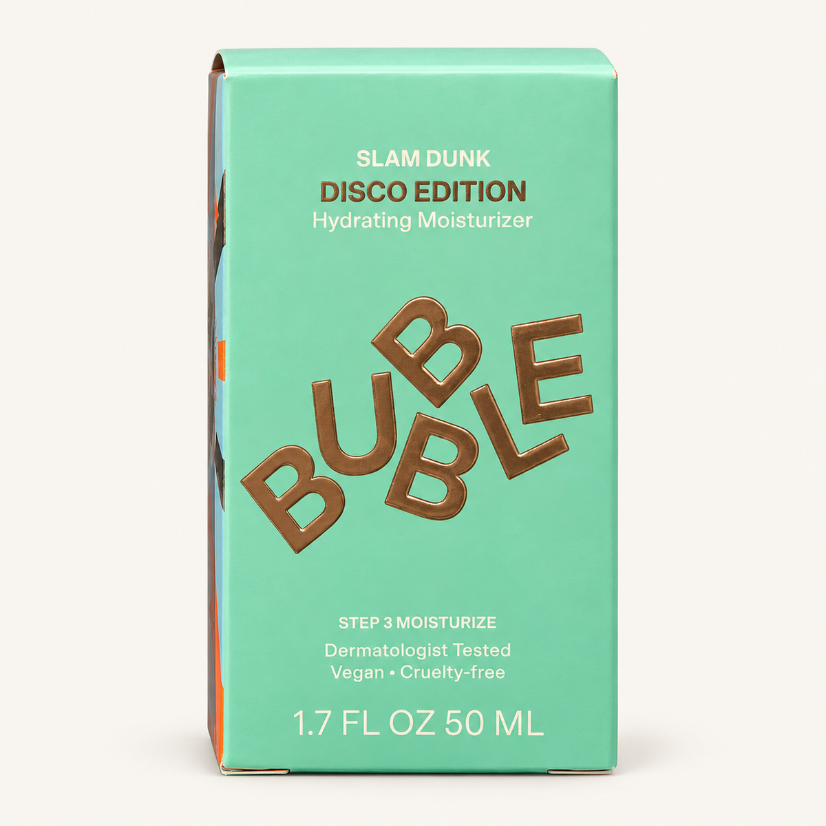 Bubble Skincare Slam Dunk Hydrating Moisturizer Disco Edition 50 ml, green box with a brown logo, Disco edition | Ellemania