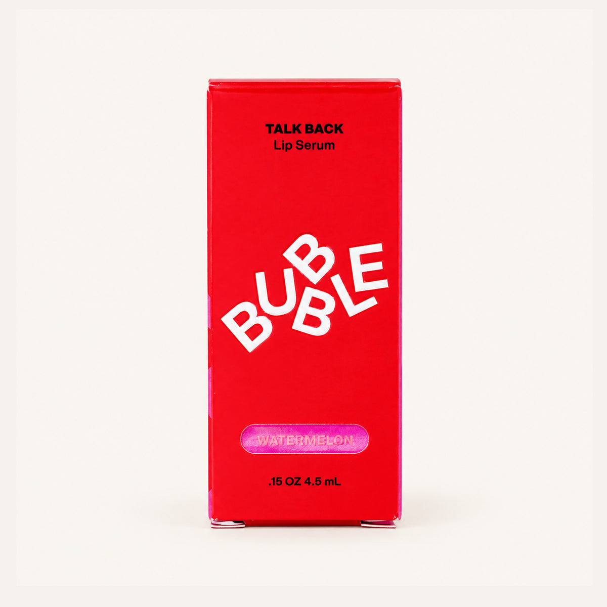 Bubble Talk Back Lip Serum 4,5 ml, red box in the Watermelon version, front view | Ellemania