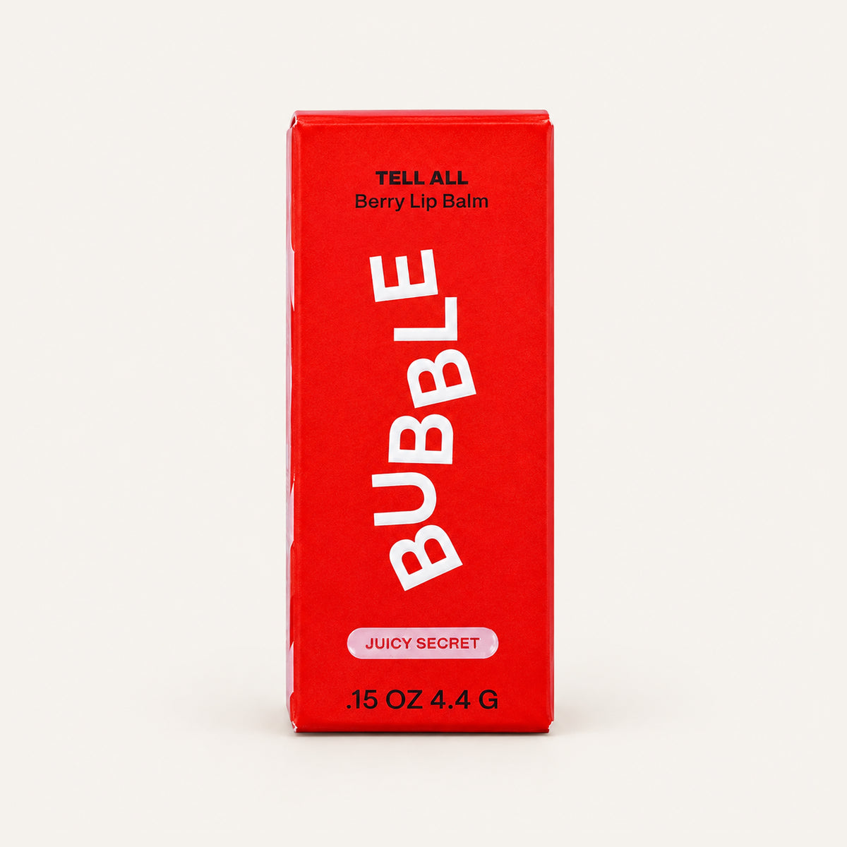 Bubble Tell All Lip Balm 4,4 g, red box in the Berry version, front view | Ellemania