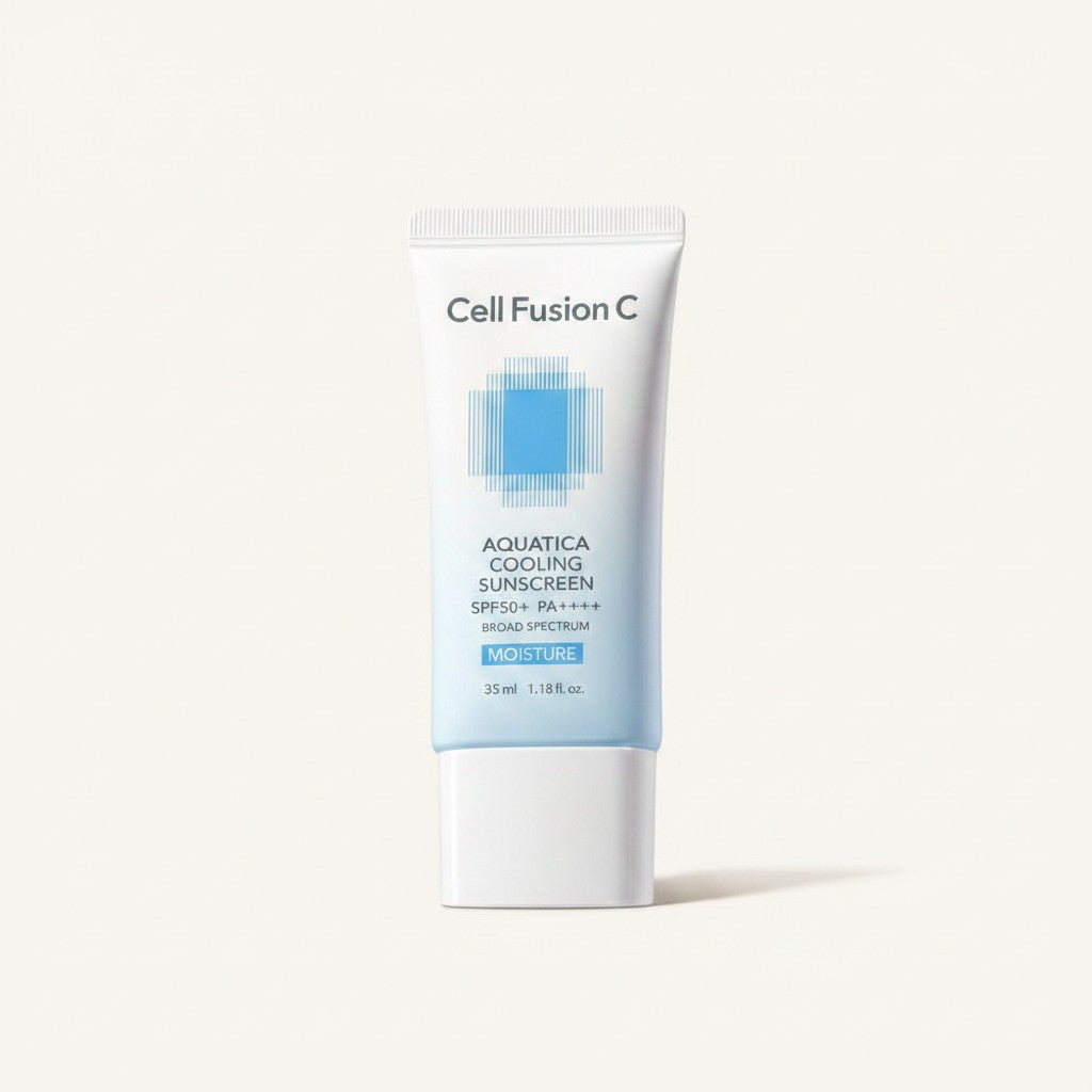 ellemania Cell Fusion C Aquatica Cooling Sunscreen SPF 50+ w tubce, lekki krem nawilżający z filtrem UV