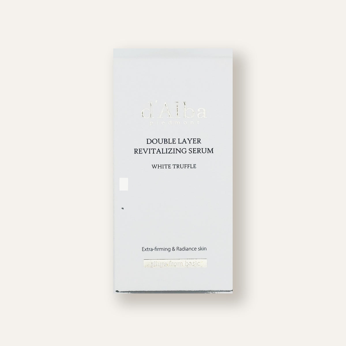 d'Alba Double Layer Revitalizing Serum White Truffle, pudełko z przodu | Ellemania