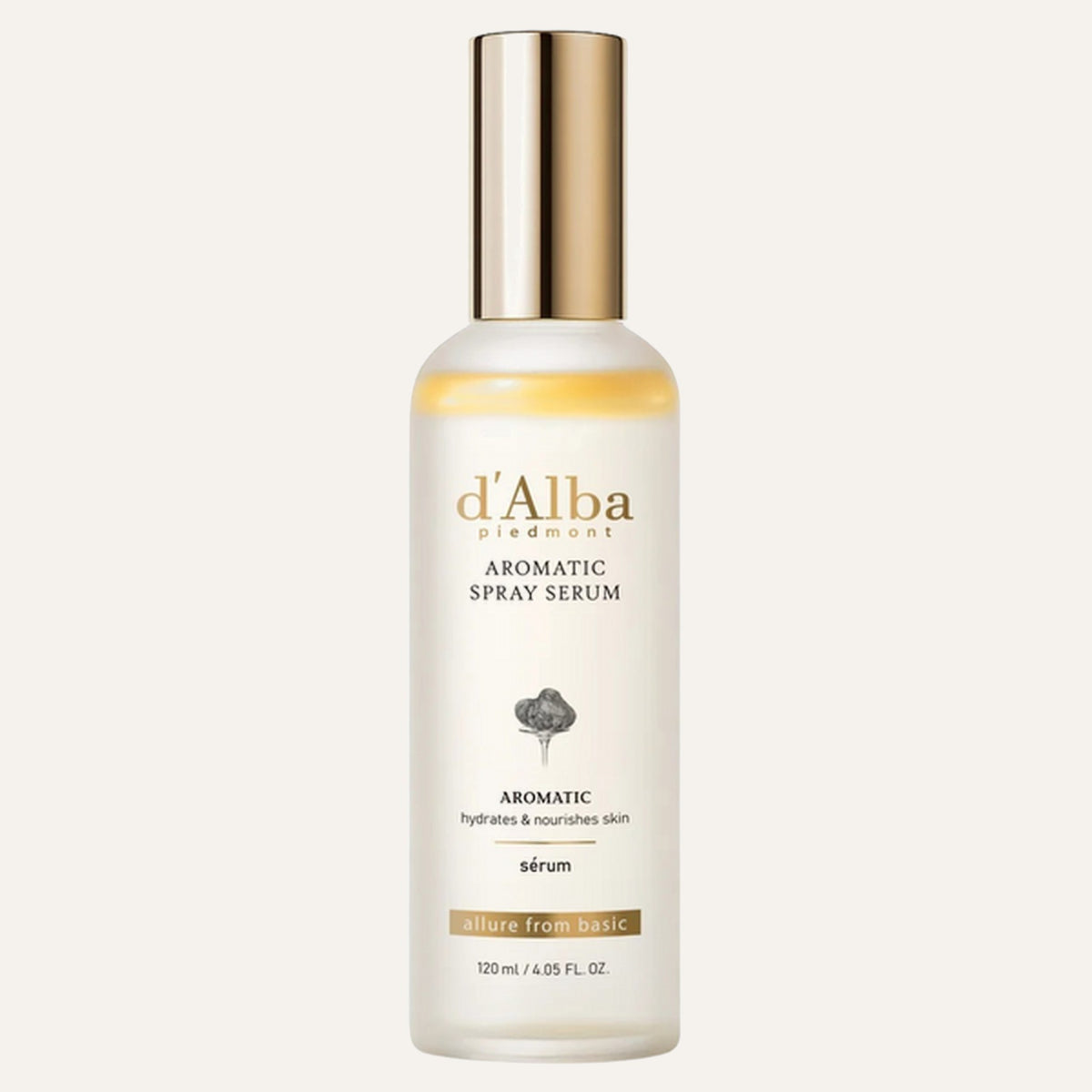 d'Alba Aromatic Spray Serum 120 ml, butelka z atomizerem z przodu | Ellemania