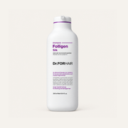 Dr.FORHAIR Folligen Silk Shampoo 300 ml, white bottle with purple lettering, front view | Ellemania