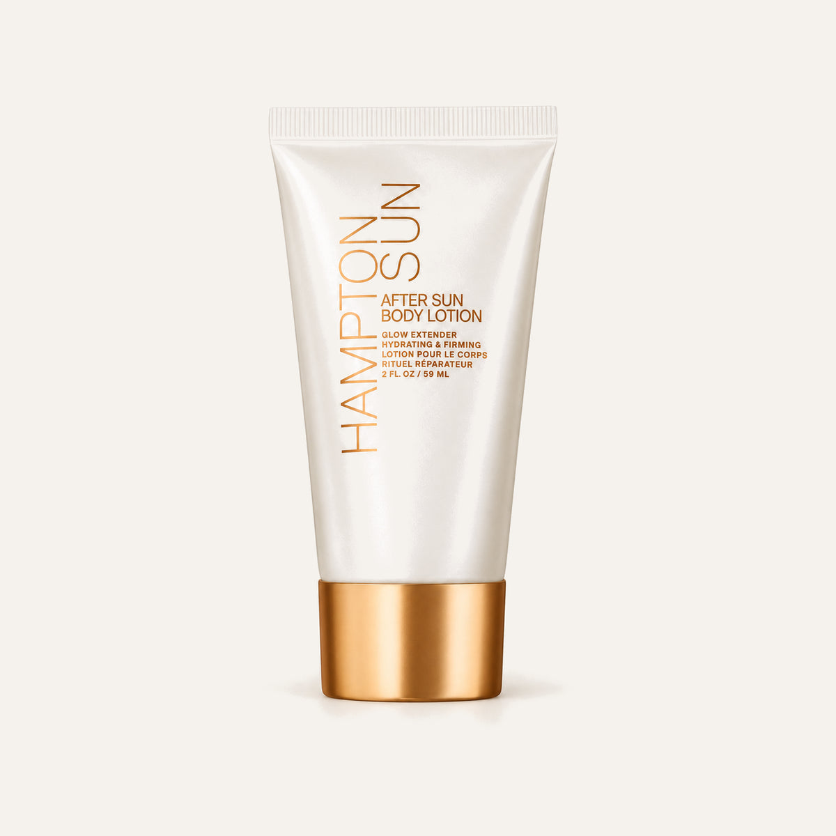 Hampton Sun After Sun Body Lotion 59 ml, biała tubka ze złotą nakrętką z przodu | Ellemania