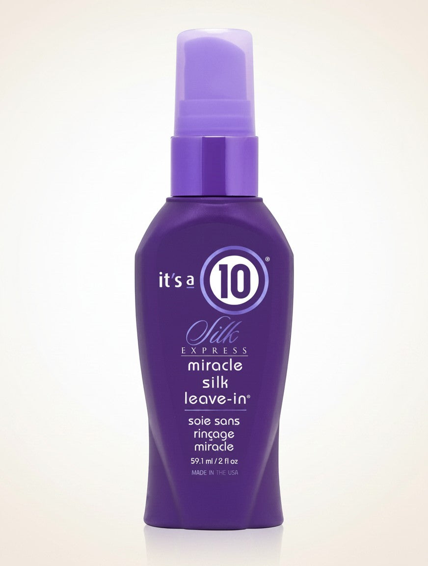 Wygładzająca odżywka bez spłukiwania ellemania It's a 10 Miracle Silk w fioletowej butelce z atomizerem 59,1 ml