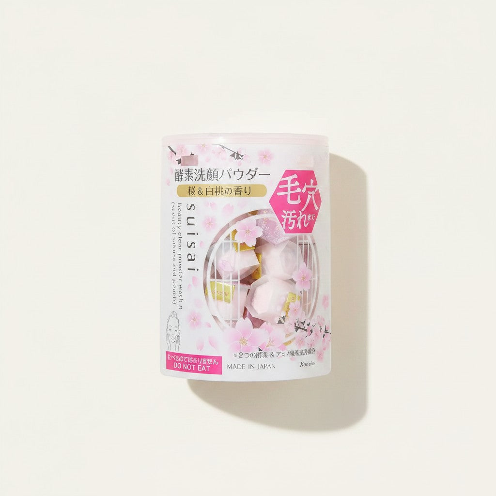 ellemania Kanebo Suisai Beauty Clear Powder Wash N w słoiku z motywem kwiatów wiśni, enzymatyczny puder do mycia twarzy