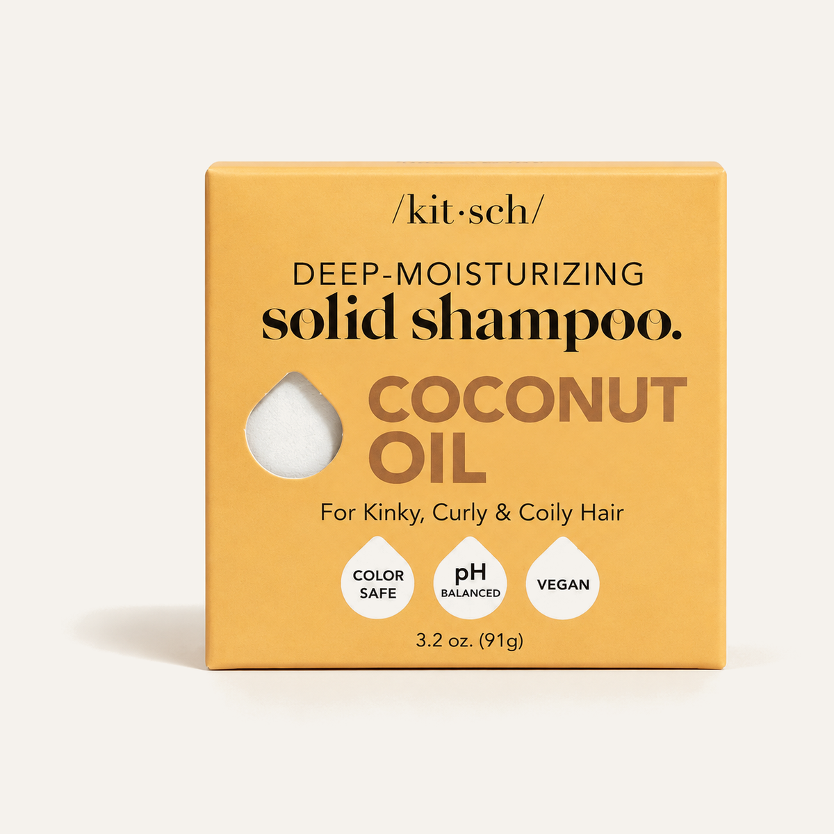 Kitsch Coconut Oil Moisturizing Shampoo Bar, yellow box, front view | Ellemania