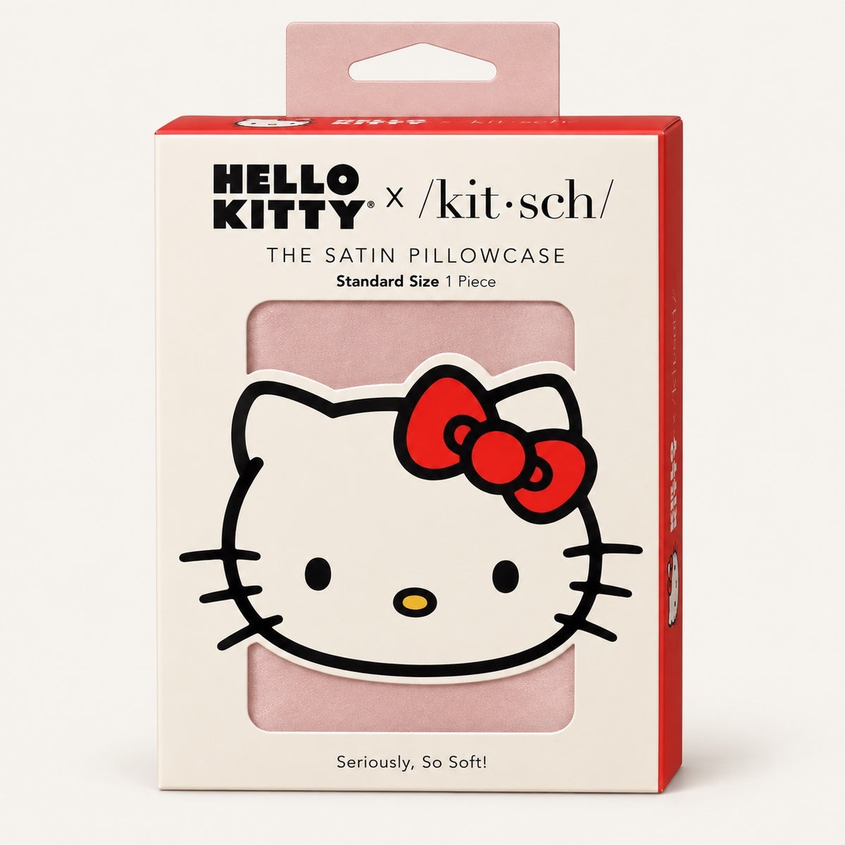 Opakowanie satynowej poszewki na poduszkę ellemania Kitsch x Hello Kitty w kolorze różowym z motywem Hello Kitty