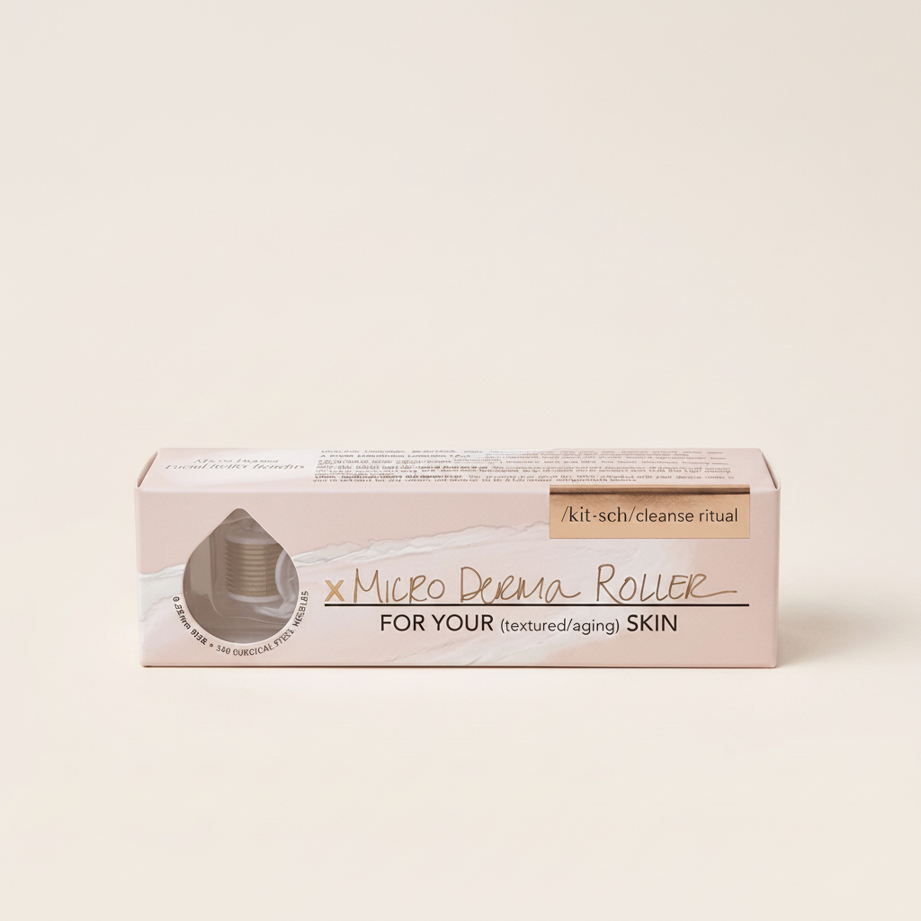 Opakowanie Kitsch Micro Derma Roller 0.25mm w kolorze pudrowego różu od ellemania do pielęgnacji twarzy.