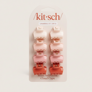 Zestaw ośmiu mini klamer do włosów Kitsch w kształcie chmurek w odcieniach różu z kolekcji ellemania Cherry Blossom