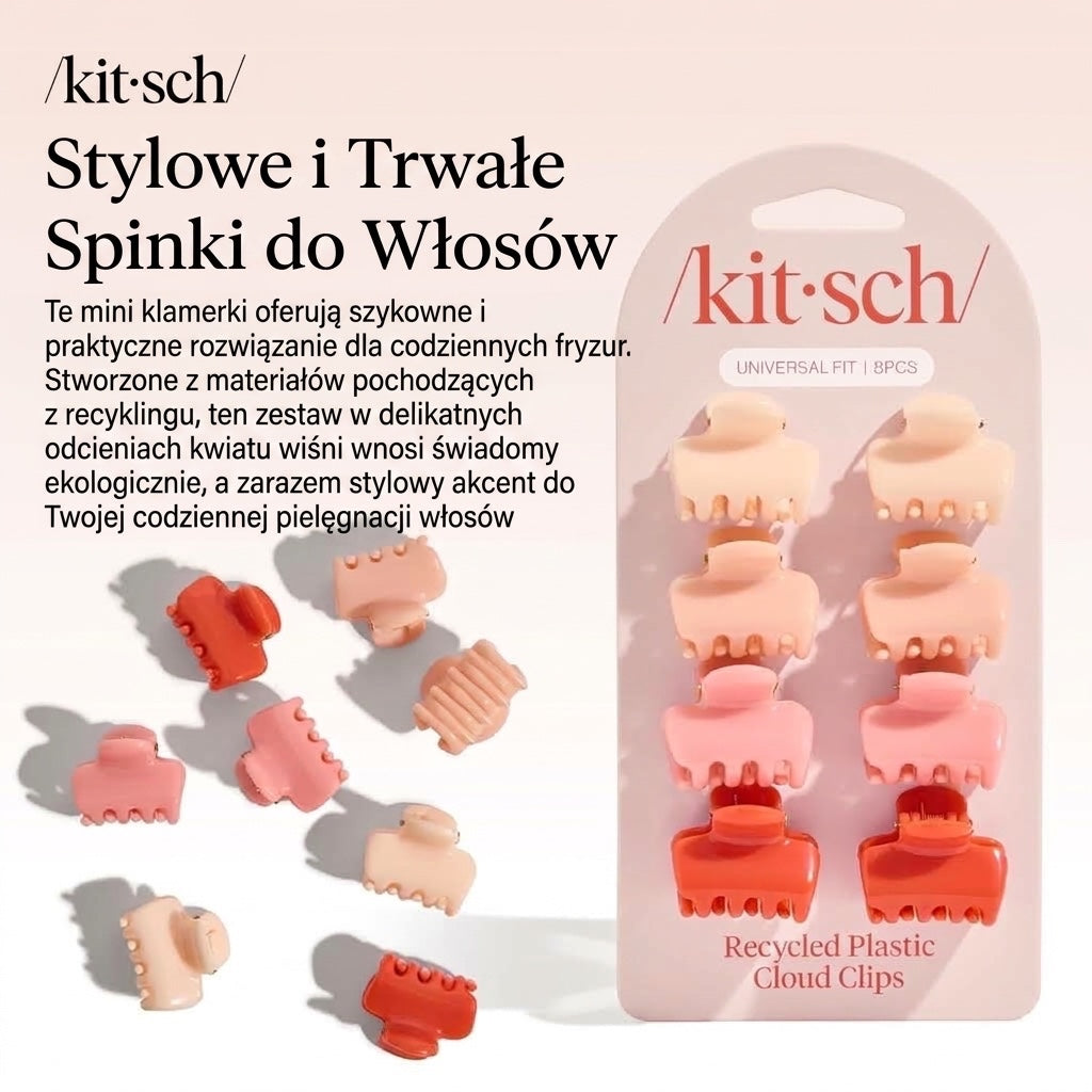 ellemania Kitsch mini klamry do włosów w kształcie chmurki w odcieniach różu i czerwieni z kolekcji Cherry Blossom