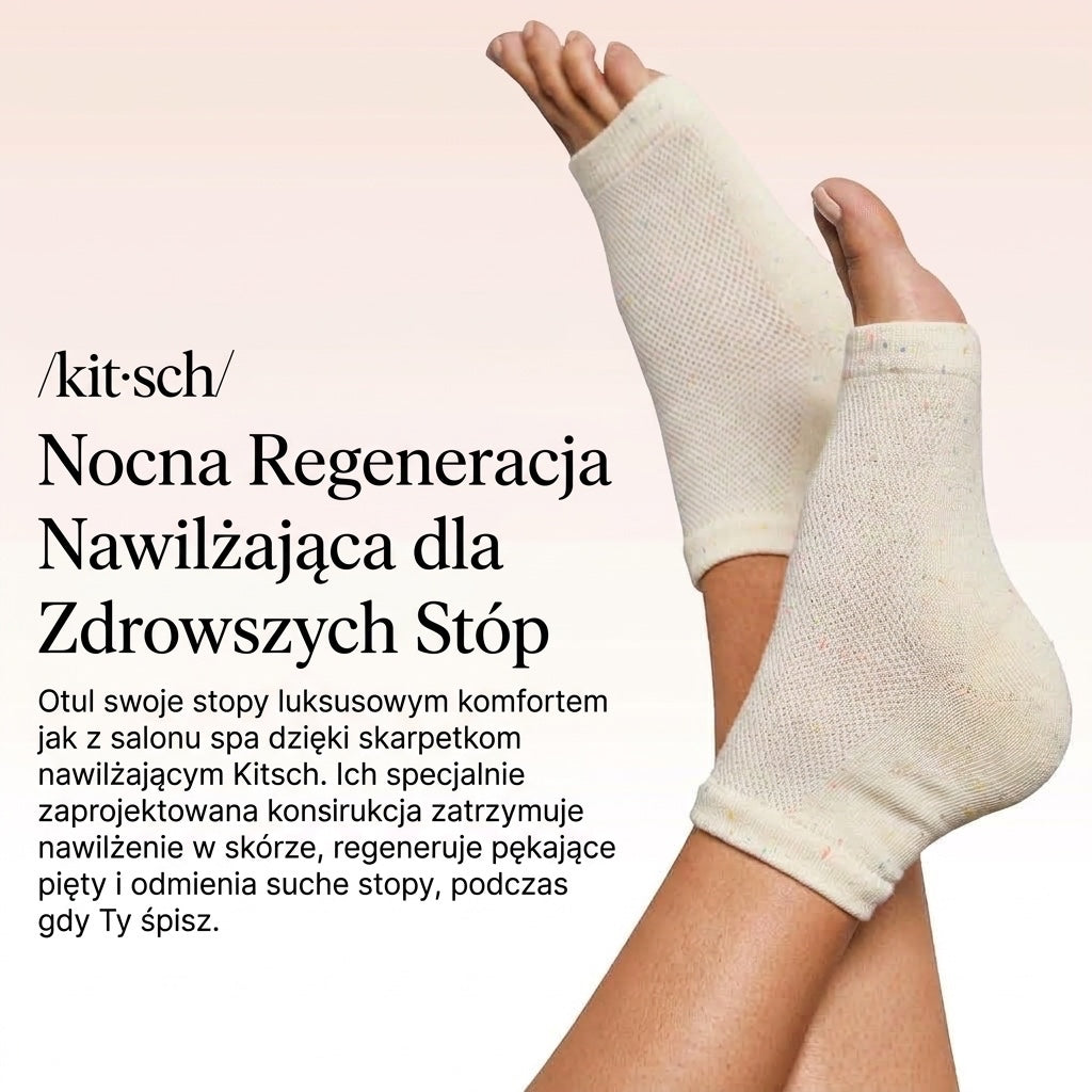 ellemania Kitsch nawilżające skarpetki spa z otwartymi palcami i żelową wyściółką do regeneracji suchych stóp