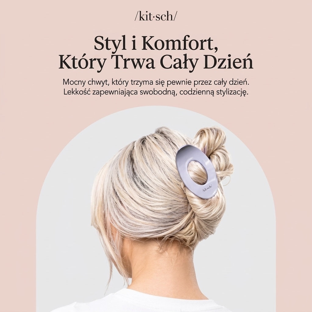 Klamra do włosów ellemania Kitsch Hydrangea Breeze w kolorze błękitnym, płaska konstrukcja w upięciu typu kok