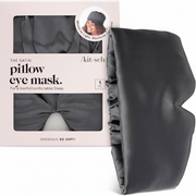 Opaska do spania Kitsch The Pillow Eye Mask z satyny w kolorze węglowym w eleganckim opakowaniu od ellemania