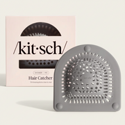Szare silikonowe sitko do odpływu Kitsch Hair Catcher marki ellemania w opakowaniu