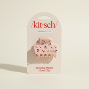 Spinka do włosów ellemania Kitsch w kształcie chmurki z nadrukiem wiśni na jasnoróżowym tle, wykonana z plastiku