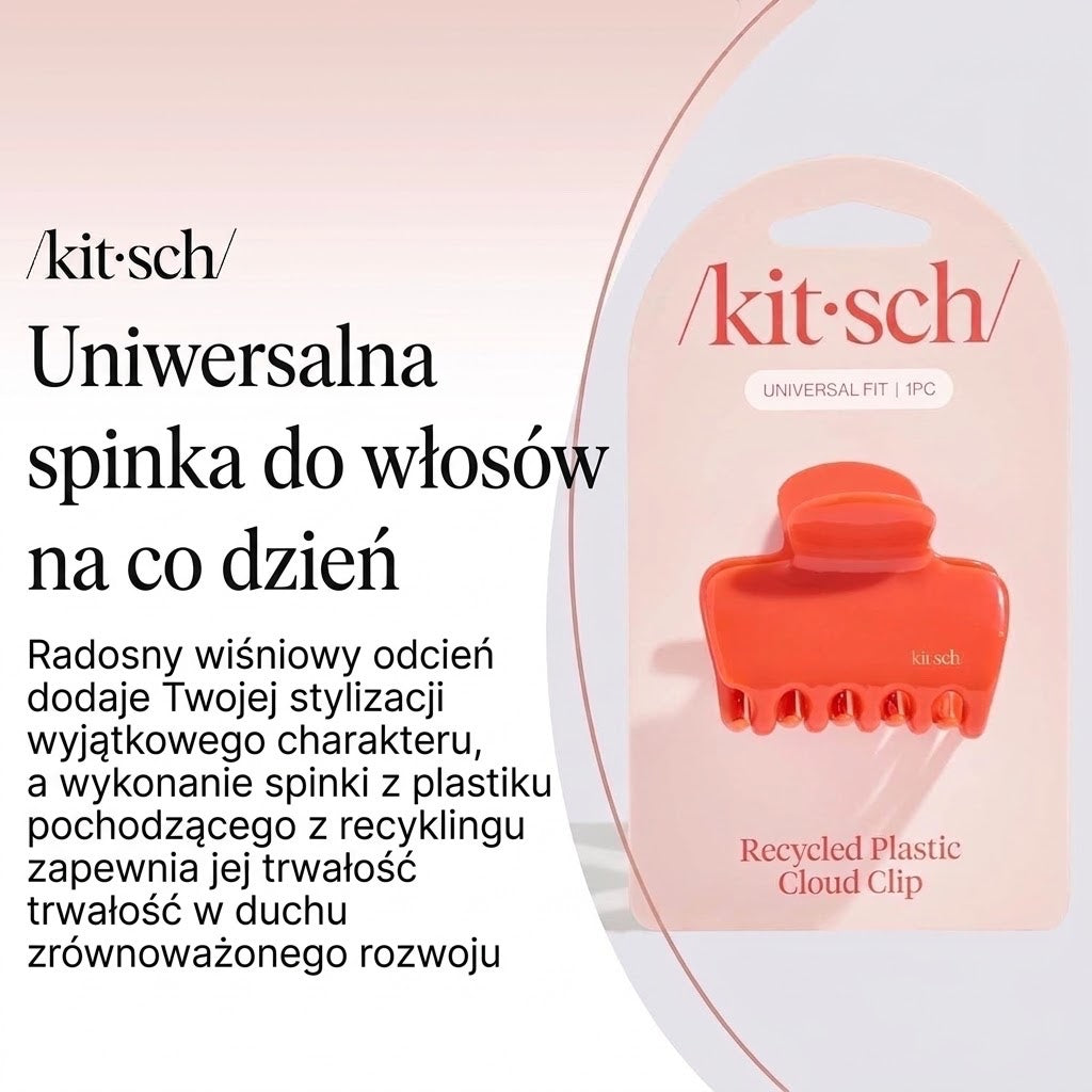 Spinka do włosów Kitsch Recycled Plastic Cloud Clip w kolorze wiśniowym na opakowaniu