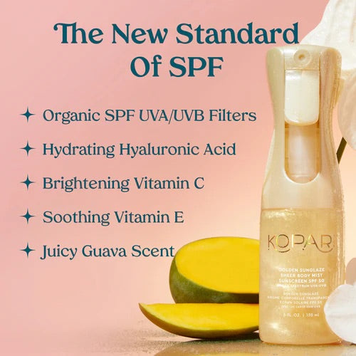 Kopari Golden Sunglaze Sheer Body Mist SPF 50 - cechy formuły SPF | Ellemania