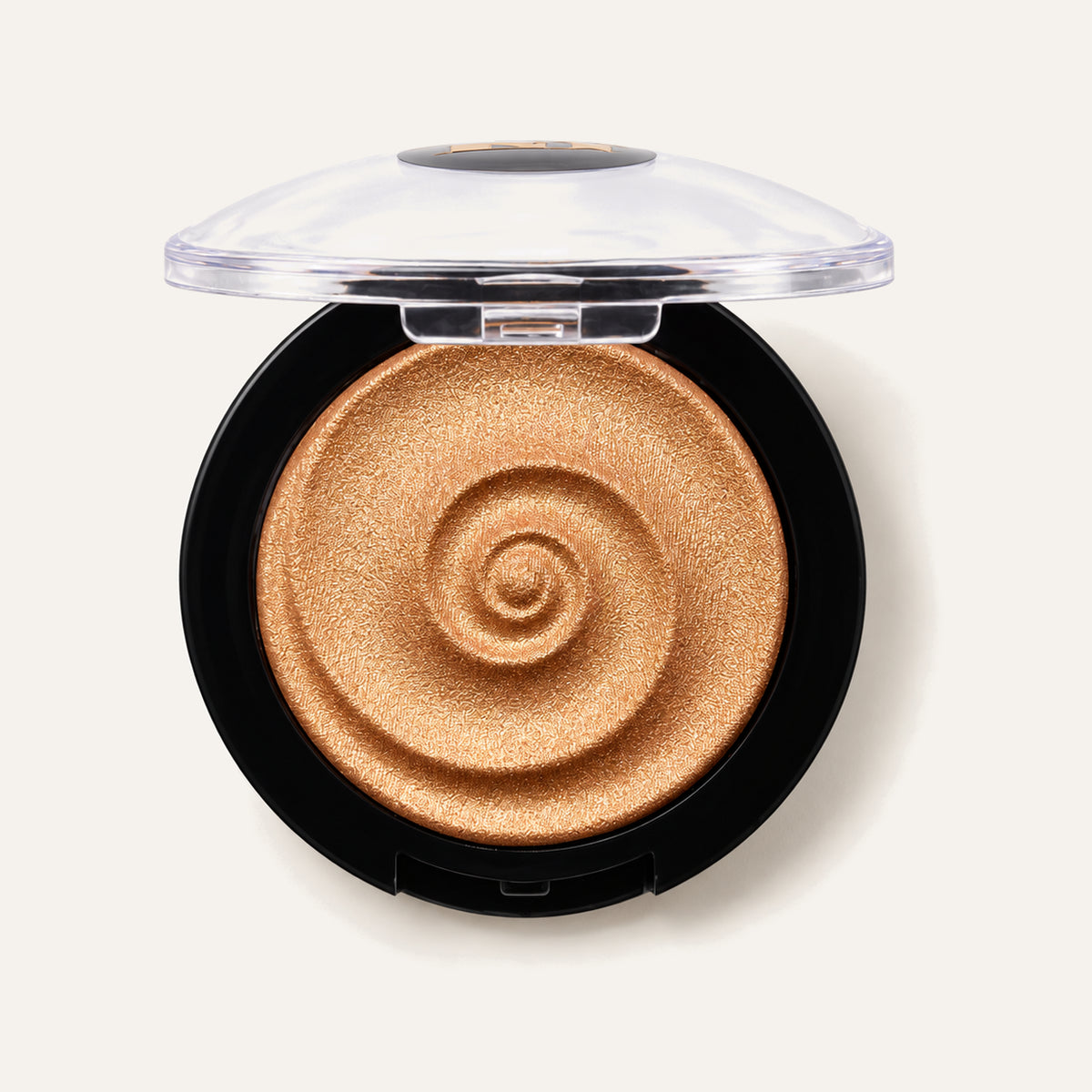 Laura Geller Baked Gelato Swirl Illuminator in Gilded Honey 10 g, open highlighter compact with a swirl pattern | Ellemania