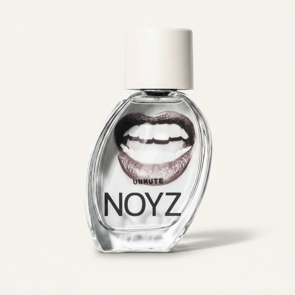 ellemania NOYZ Unmute woda perfumowana unisex w szklanej butelce z grafiką ust i jasną nakrętką