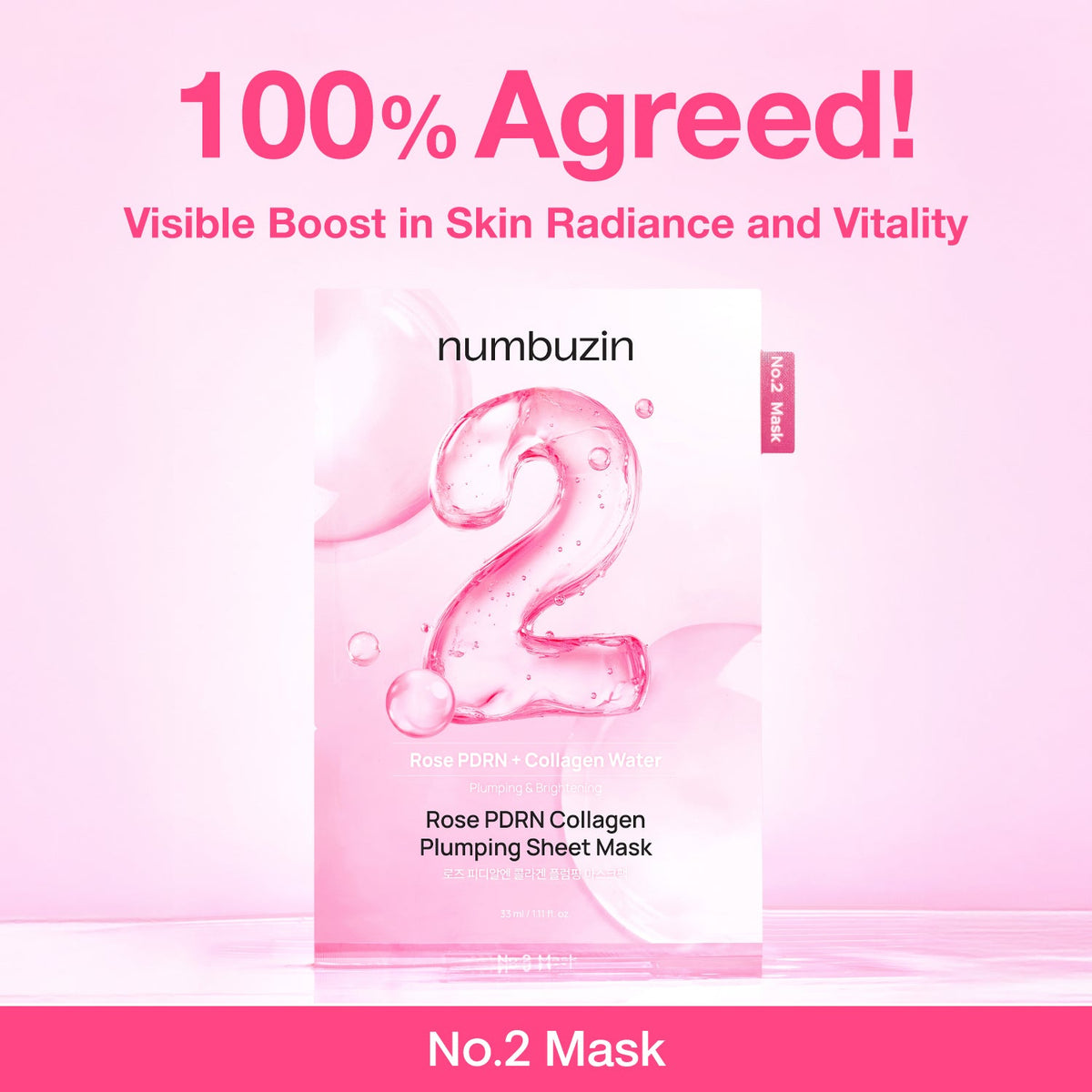 numbuzin No.2 Rose PDRN Collagen Plumping Sheet Mask - saszetka maski 33 ml | Ellemania