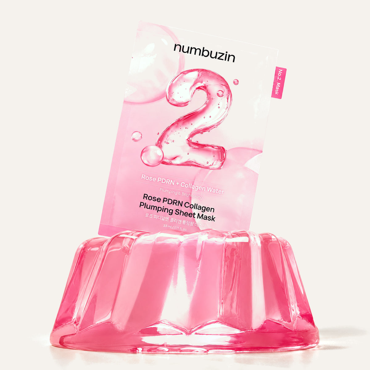 numbuzin No.2 Rose PDRN Collagen Plumping Sheet Mask - saszetka maski na różowej galaretce | Ellemania