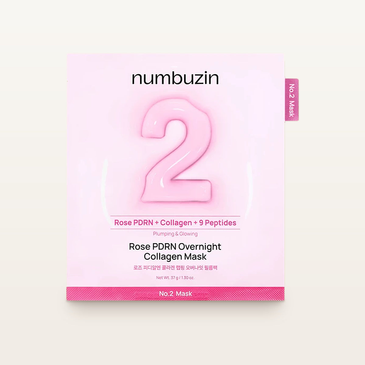 numbuzin No.2 Rose PDRN Overnight Collagen Mask - różowa saszetka maski w płachcie 37 g | Ellemania