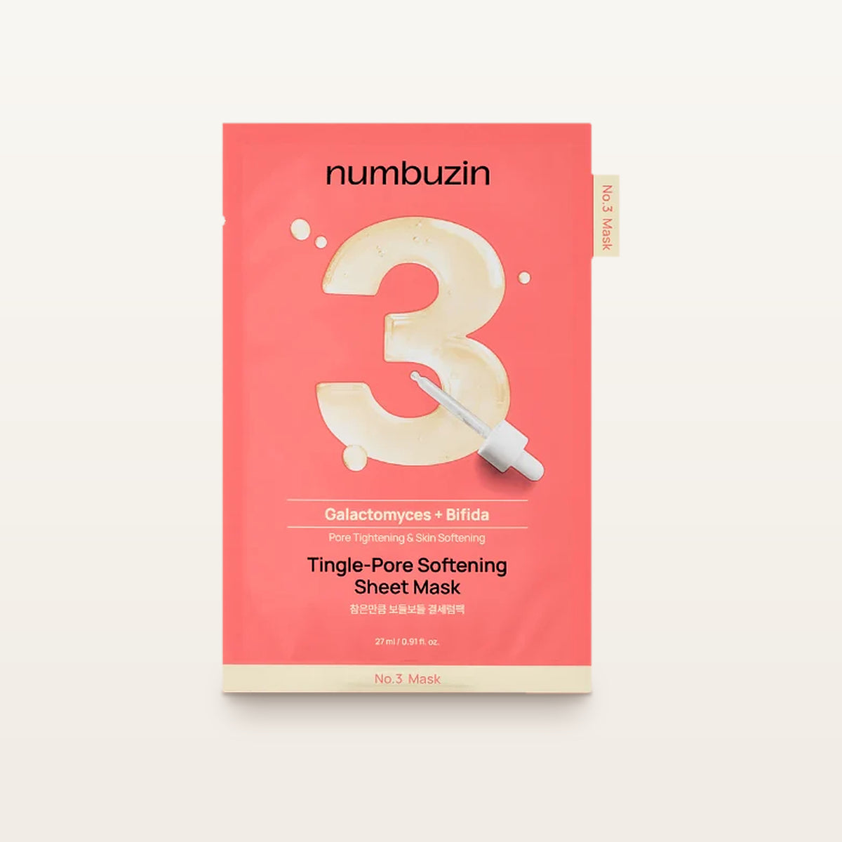 numbuzin No.3 Tingle-Pore Softening Sheet Mask - czerwona saszetka maski w płachcie 27 ml | Ellemania
