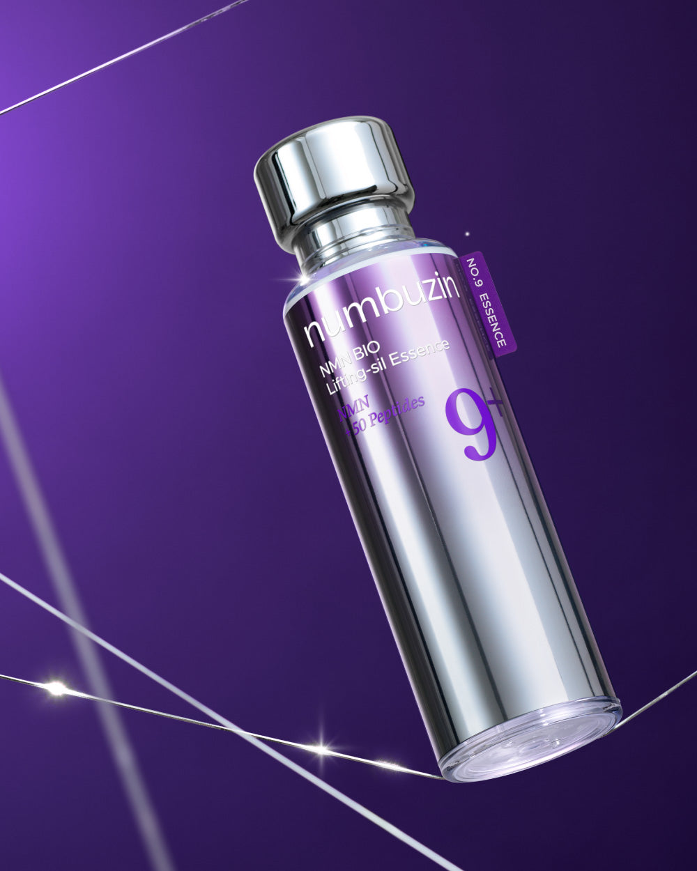 numbuzin No.9 NAD+ BIO Lifting-sil Essence - butelka esencji na fioletowym tle | Ellemania