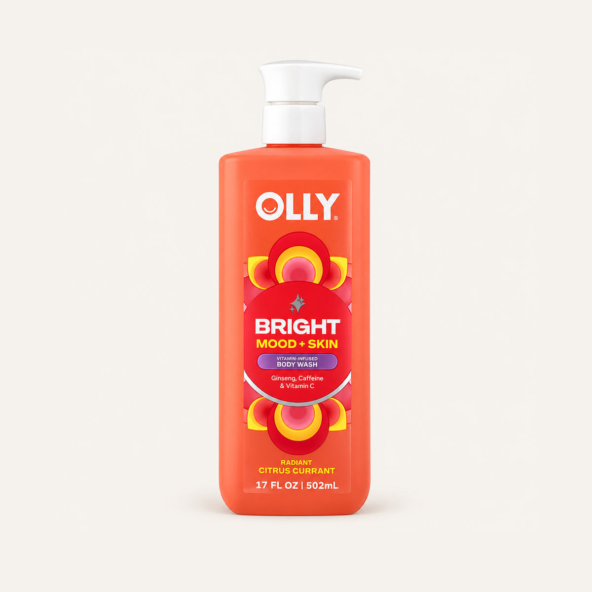 OLLY Bright Mood + Skin Body Wash 502 ml, butelka z pompką z przodu | Ellemania