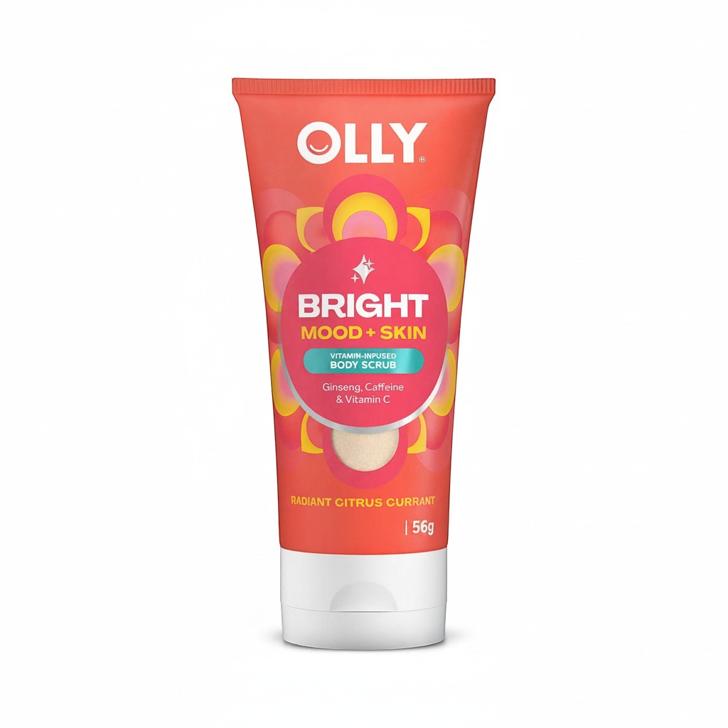 ellemania OLLY Bright Mood + Skin peeling do ciała z witaminą C i żeń-szeniem w pomarańczowej tubce
