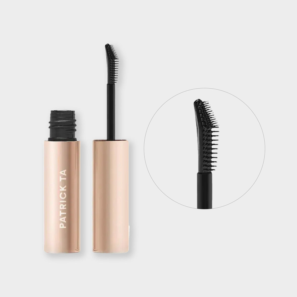 Patrick Ta Mini Major Brow Lamination Gel 2,5 ml, otwarta tubka z aplikatorem obok zamkniętej | Ellemania