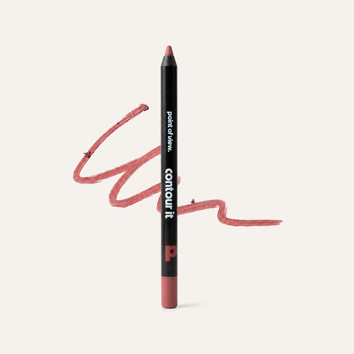 Point of View Contour It Lip Pencil, pencil beside a stroke of pink colour | Ellemania