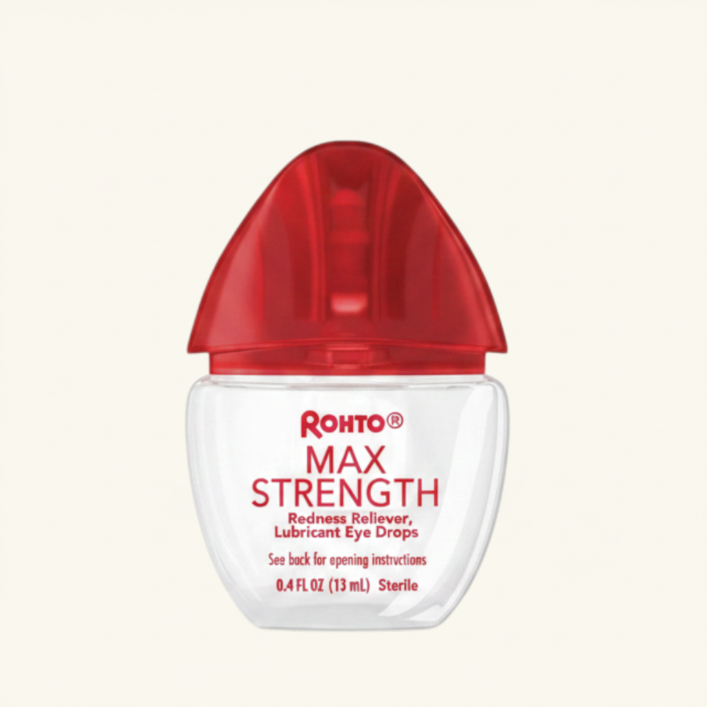 Rohto Max Strength Redness Reliever 13 ml, butelka z czerwoną nakrętką z przodu | Ellemania