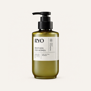 Ryo Root:Gen Scalp Care Shampoo for Women 353 ml, oliwkowa butelka z pompką z przodu | Ellemania
