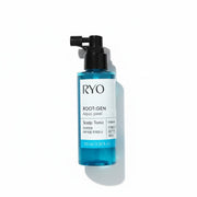 Tonik do skóry głowy Ryo Root Gen Aqua Peel w niebieskiej butelce z aplikatorem spray od ellemania