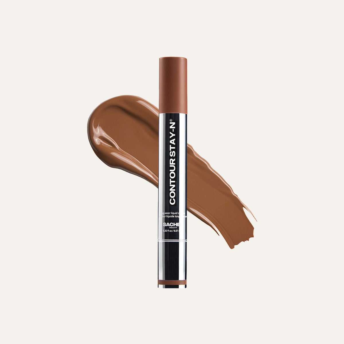 Sacheu Contour STAY-N 9,37 ml, tuba z aplikatorem z przodu i smuga ciemnobrązowego konturu | Ellemania