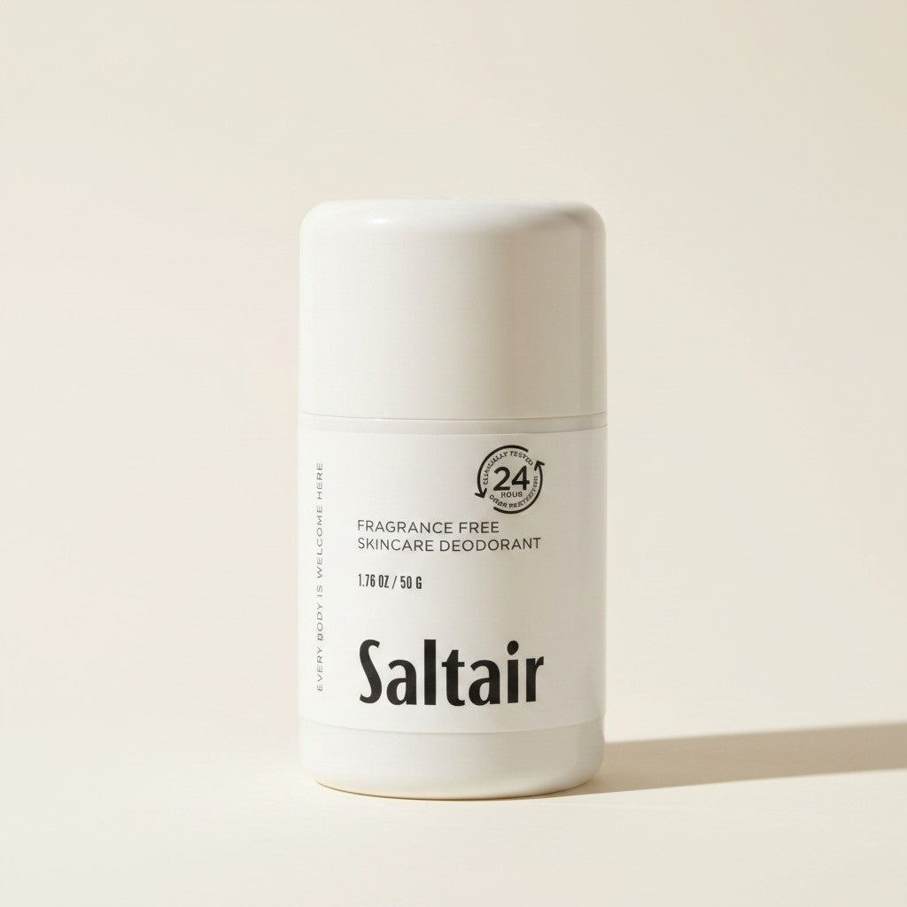 Biały dezodorant w sztyfcie Saltair Skincare Fragrance Free w opakowaniu refill od ellemania