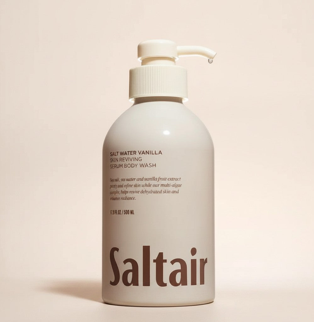 Nawilżający żel pod prysznic Saltair Salt Water Vanilla w butelce z pompką od ellemania
