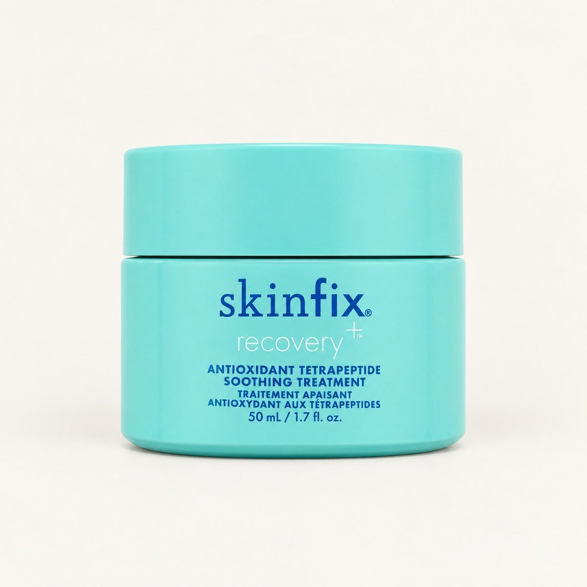 Skinfix Recovery Antioxidant Tetrapeptide Soothing Treatment - przód turkusowego słoika 50 ml | Ellemania