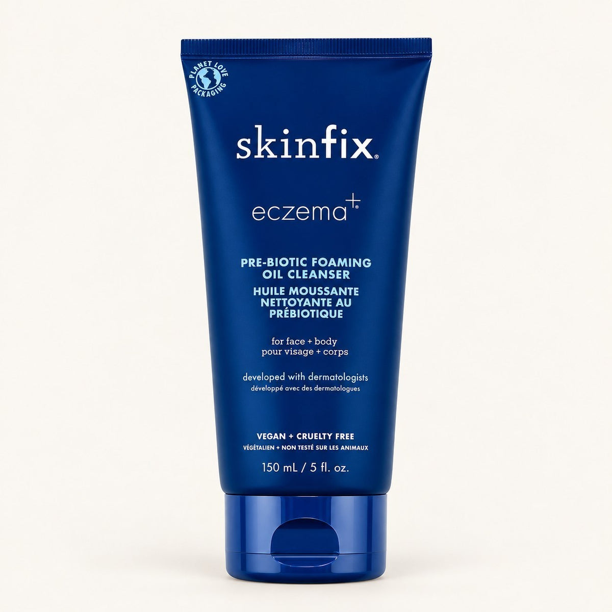 Skinfix Pre-Biotic Foaming Oil Cleanser - przód granatowej tuby 150 ml | Ellemania