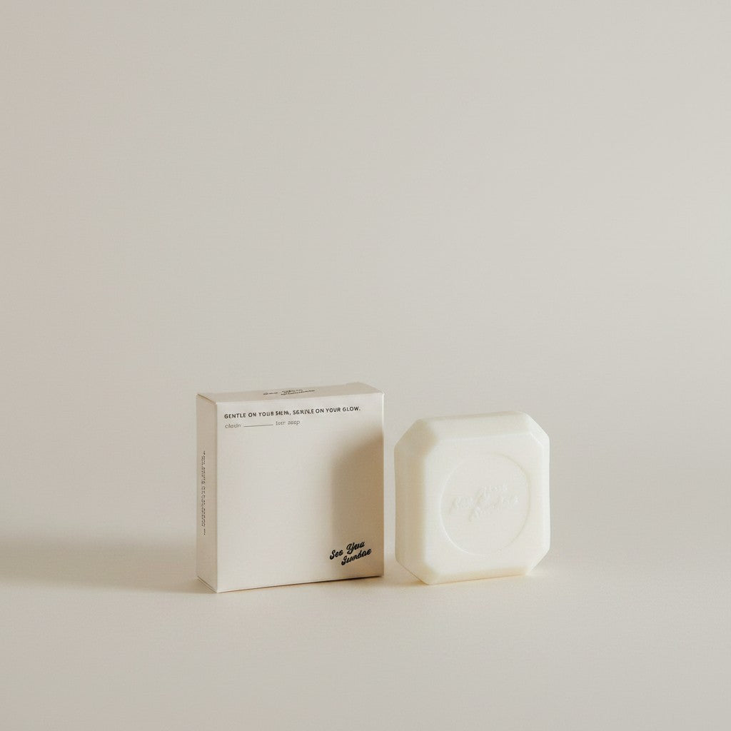 Nawilżająca kostka myjąca Sundae See You The Clean Bar Soap od ellemania w minimalistycznym białym opakowaniu