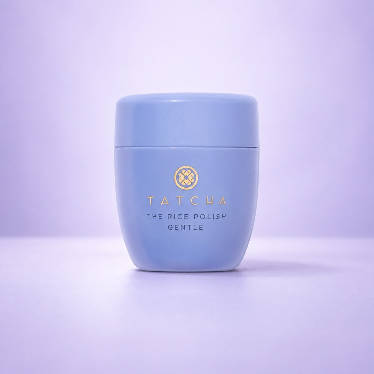 Tatcha The Rice Polish Gentle, niebieski słoiczek z logo marki z przodu | Ellemania
