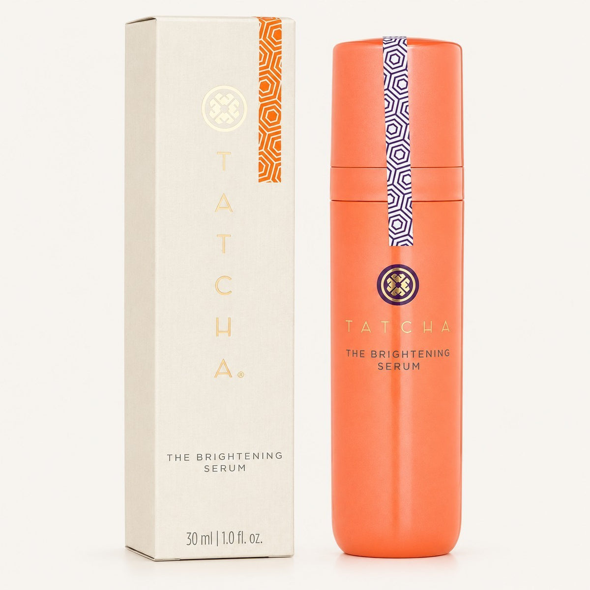 Tatcha The Brightening Serum 30 ml, opakowanie z przodu i pudełko obok | Ellemania