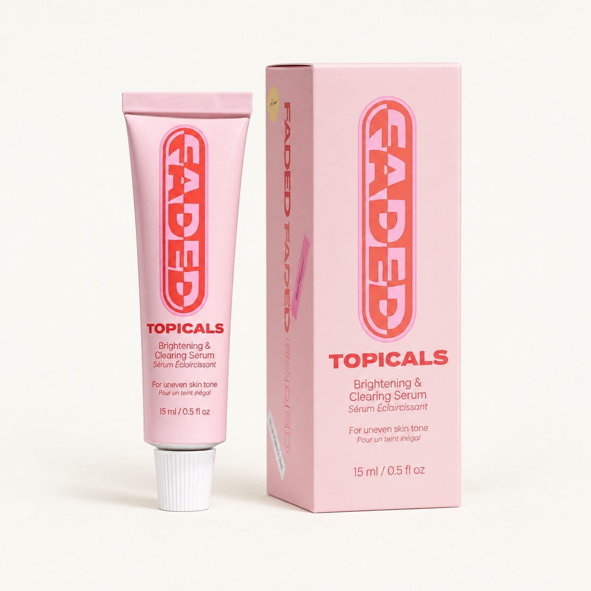 Topicals Faded Brightening & Clearing Serum Unscented - różowa tuba 15 ml i różowe pudełko | Ellemania