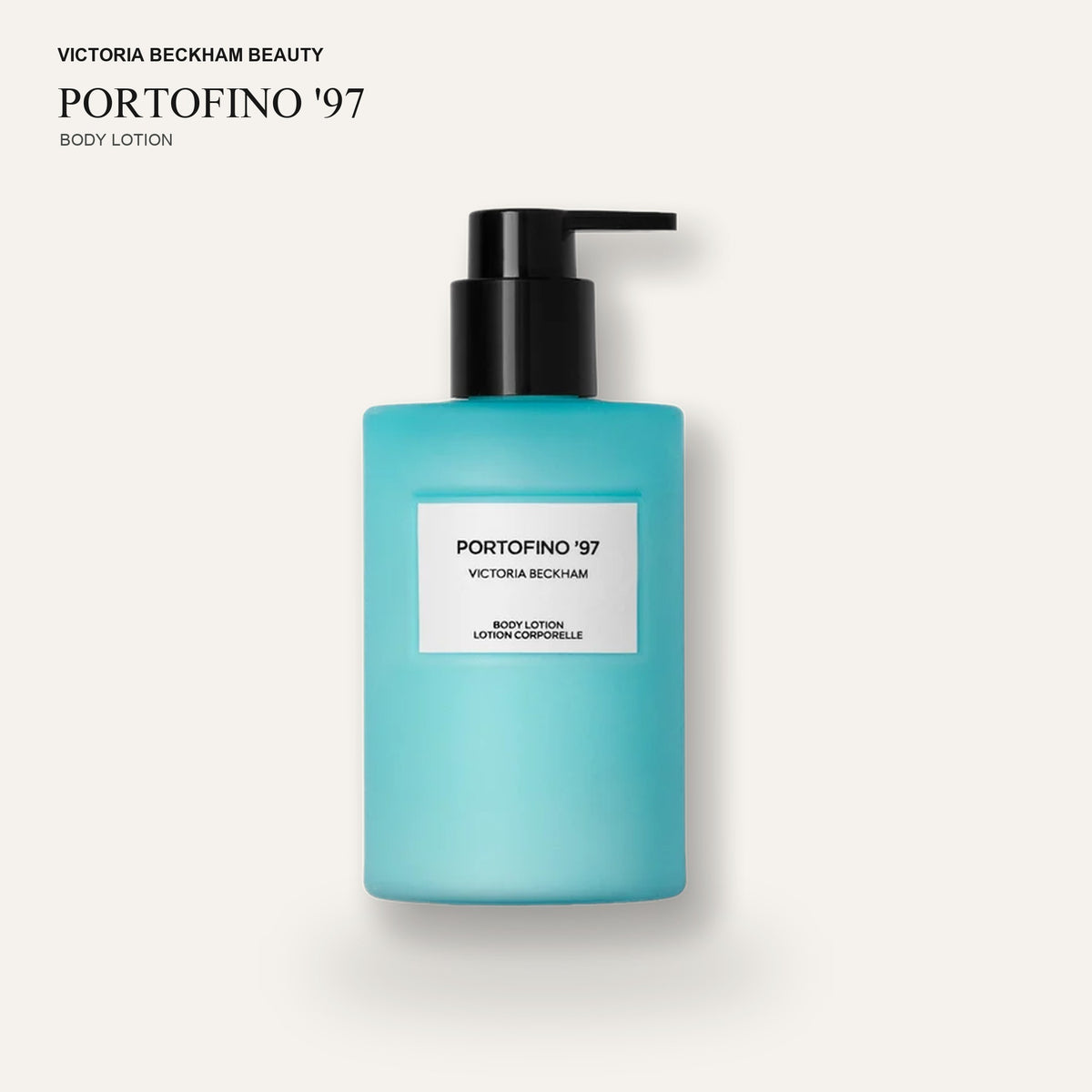 Victoria Beckham Beauty Portofino '97 Body Lotion - turkusowa butelka z czarną pompką | Ellemania