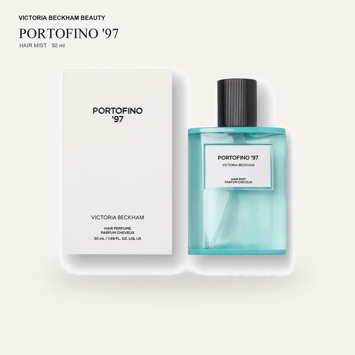 Victoria Beckham Beauty Portofino '97 Hair Perfume - butelka mgiełki do włosów z białym kartonikiem | Ellemania
