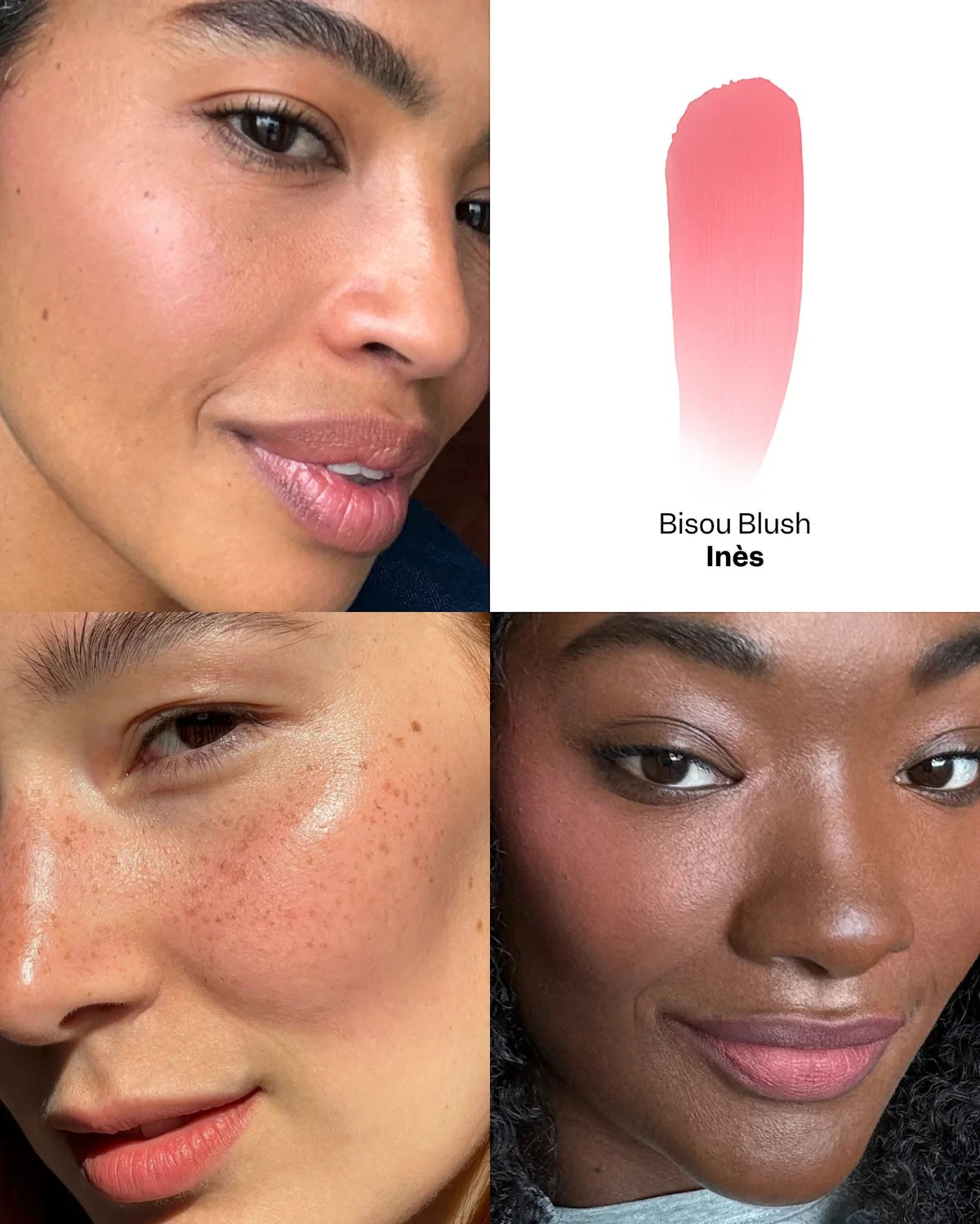 Violette_FR Bisou Blush w odcieniu Inès na różnych karnacjach — matowy róż | ellemania