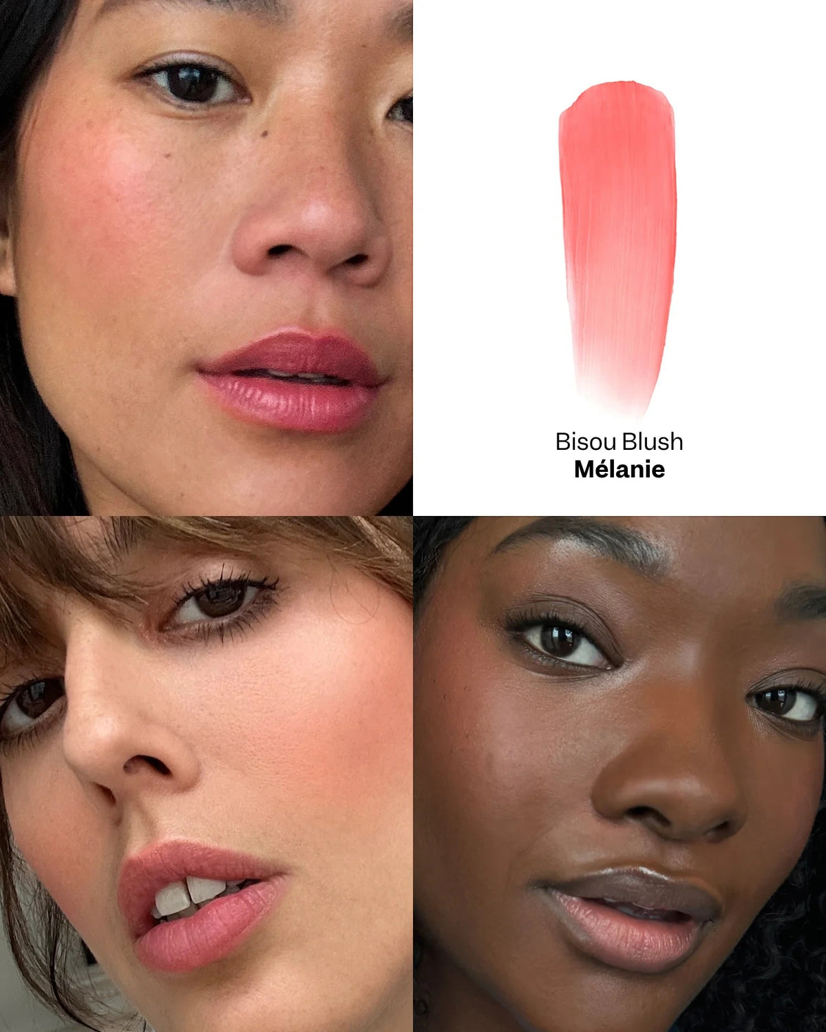 Violette_FR Bisou Blush w odcieniu Mélanie na różnych karnacjach — matowy koral | ellemania