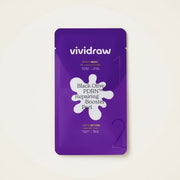 Fioletowa saszetka Vividraw Black Olive PDRN Repairing Booster Peel od ellemania z białym nadrukiem